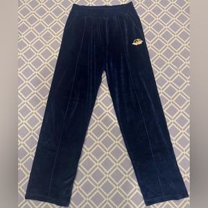 Fiorucci Velour Wide Leg Pants in Navy